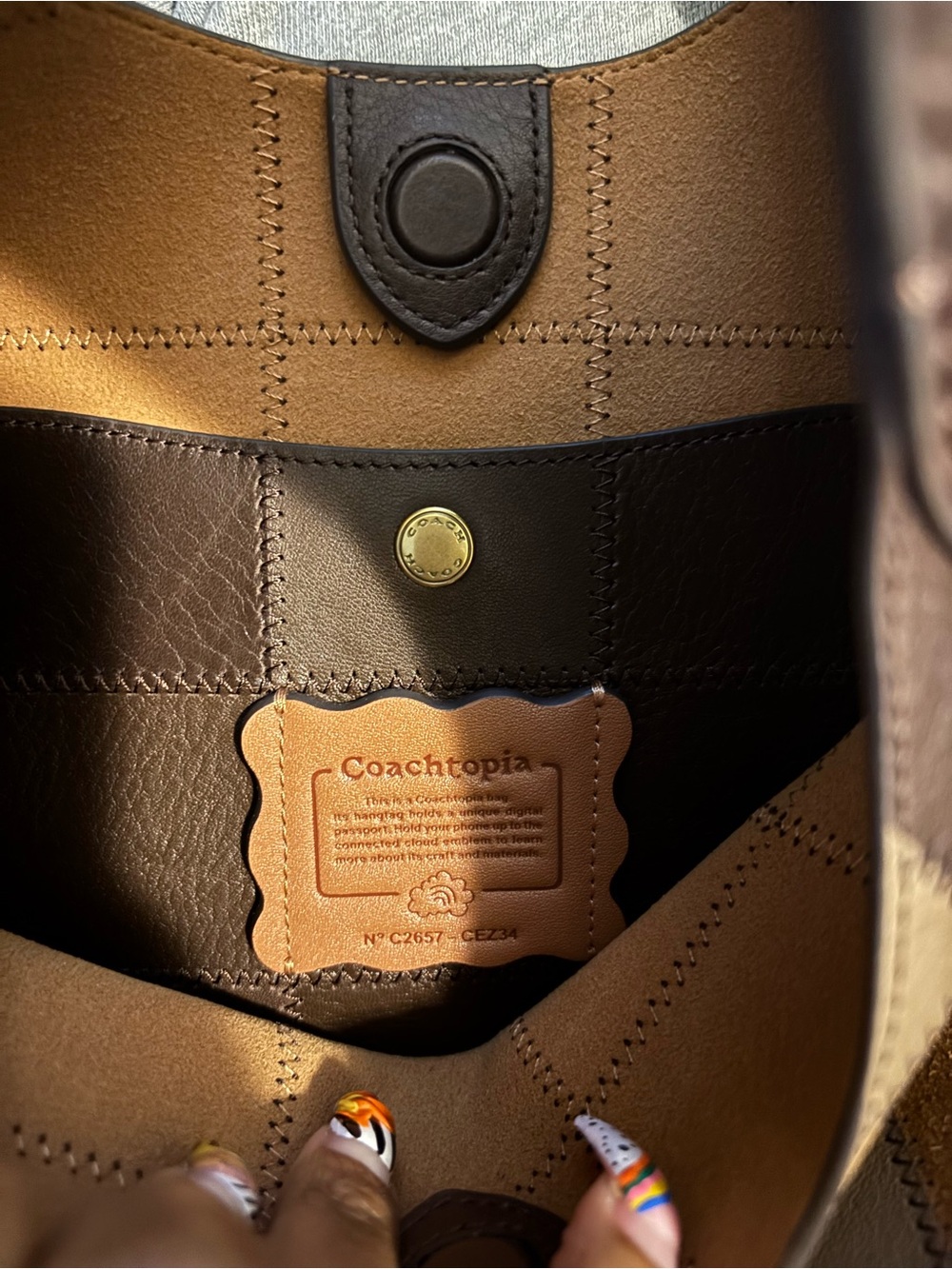 Coachtopia Alter/Ego Brooklyn Shoulder Bag 28 in Maple/Stone Multi 🤎 - Picture 9 of 9